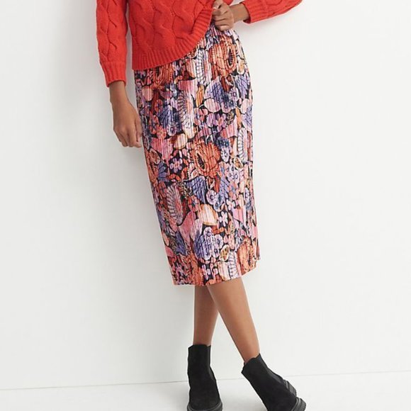 NWOT anthropologie mauve tilda pleated velvet skirt - Picture 2 of 5